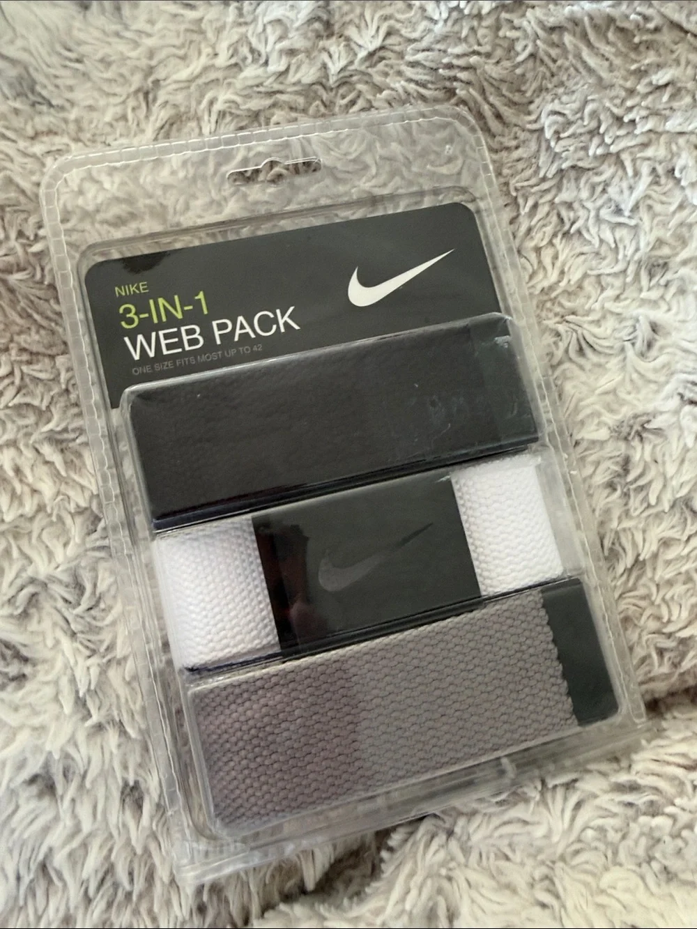 Nike 3-in-1 Web Pack Belts — Black, White, Gray